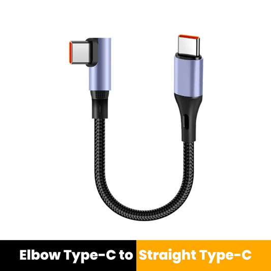 15CM 30CM Dual Elbow Type C to Type C Cable 90 Degree Short Power Bank Fast Charging USB C Data Cord for Iphone 15 16 Samsung